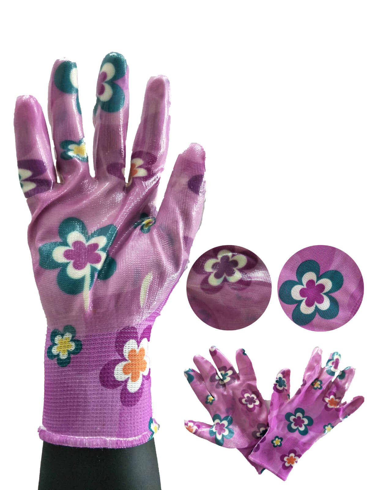 Nitrile Coated Gloves With Pink