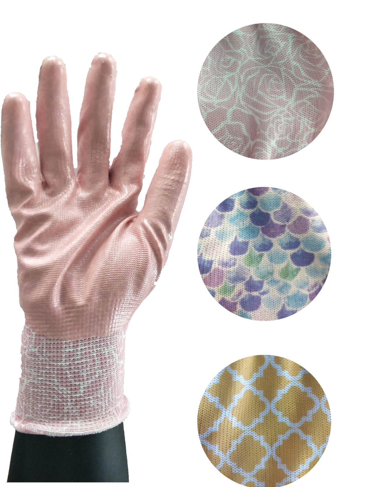 Nitrile Coated Gloves With Pink